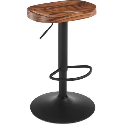 WOLTU 1x Bar Stools, Solid Wood Height Adjustable Breakfast Barstools with Swivel Gas Lift and Footrest, Vintage Brown