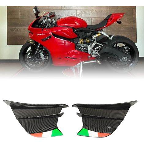 Modification moto : aileron, diffuseur latéral, garde-boue adaptés aux Yamaha R1 R3 R25 (couleur italienne), texture fibre de carbone brillante. (1/5)