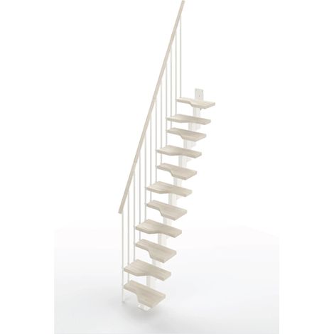 Scala salvaspazio dritta 13 gradini - Larghezza 61cm -  Legno e bianco - MINI61/I/SBMBLA-13