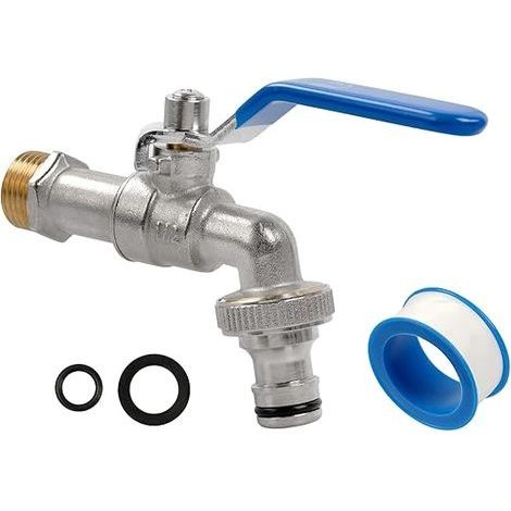 Robinet Exterieur Jardin 1/2 - Premium Robinet Jardin, Robinet Antigel -10 ℃, Résistance à Haute Température 120 ℃, Antirouille, Robinets pour Jardin, Machine à Laver, Tonneau d'Eau de Pluie, (1/5)