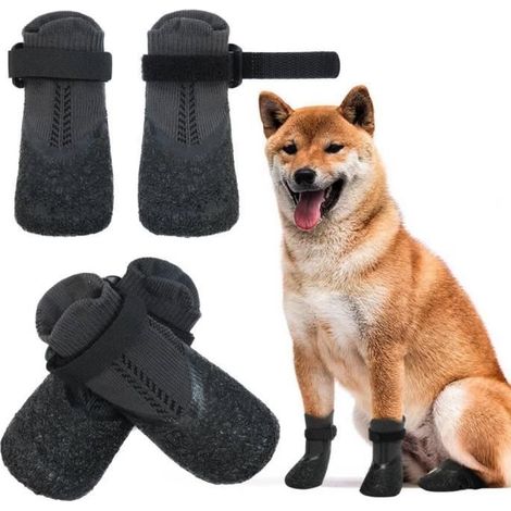 Chaussettes antidérapantes pour chien avec protège-pattes de chien avec sangles de fixation réglables et amovibles,XL (1/4)