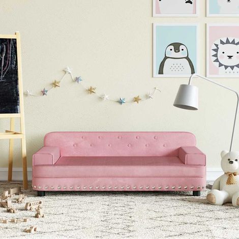 vidaXL Sofá para niños de terciopelo rosa 90x53x30 cm (1/5)