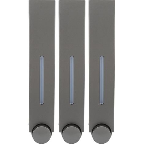 Set di 3 dispenser di shampoo/bagnoschiuma senza foratura, dispenser manuali di sapone a parete adatti per case, bagni, cucine e hotel (grigio, 2885 cm) (1/5)