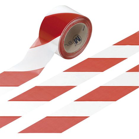Ruban d'avertissement blanc rouge 70x2000 mm 0043