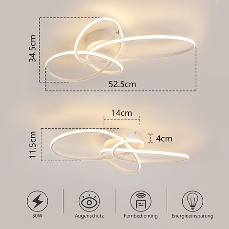 ZMH Plafonnier LED 30W blanc design circulaire moderne intensité réglable avec télécommande salon chambre cuisine enfant (1/5)