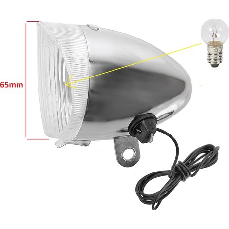 kit feu Avant + arrière vélo Dynamo à Ampoule 6V Phare éclairage Vintage chromé Argent (1/5)