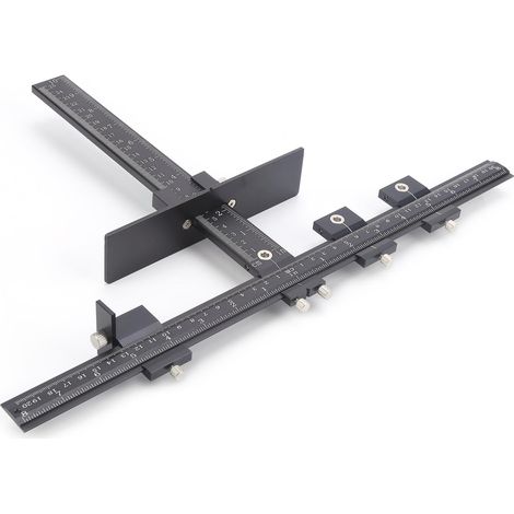 Règle en T en alliage d'aluminium, outil multifonctionnel de positionnement des trous pour menuisier. (1/5)