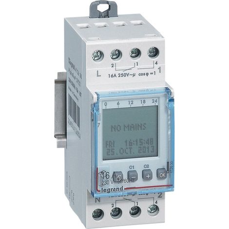 Legrand – Interrupteur horaire numérique 2 canaux 16A 230V AC – Programmation annuelle sur rail DIN – Affichage texte – Précision ± 0.1s (1/3)