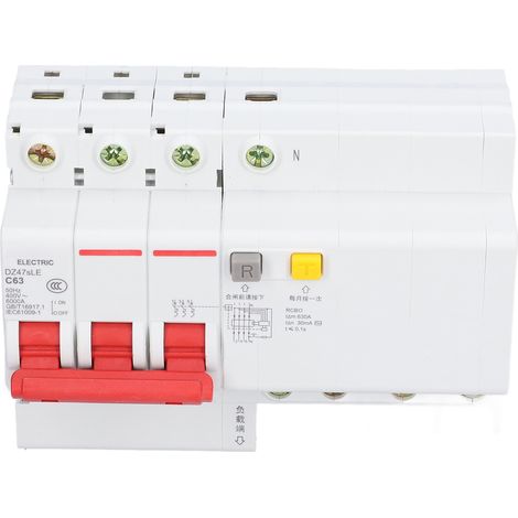 Disjoncteur miniature C63 triphasé + neutre, montage sur rail DIN, pour textiles de maison, 63 A, 400 V CA (1/5)