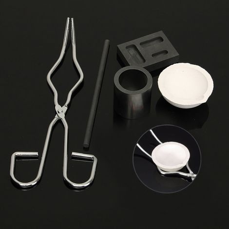 Kit de fonderie en graphite 5 pièces pour le traitement des métaux précieux (or, argent, etc.), idéal pour la fusion et le raffinage de l'or et de l'argent. Comprend un creuset en graphite pour expéri