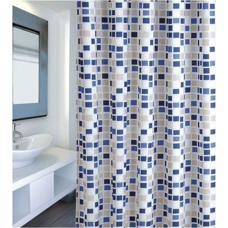 Rideau douche 240x200 gris foncé anti-moisissure polyester (1/4)