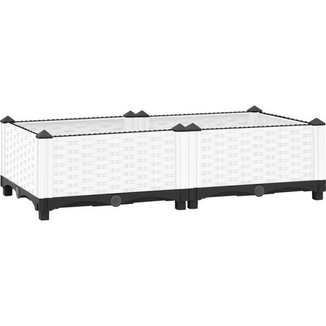 Macetero elevado bandeja plantas flores terraza jardín 80 x 40 x 23 cm blanco polipropileno 020039234