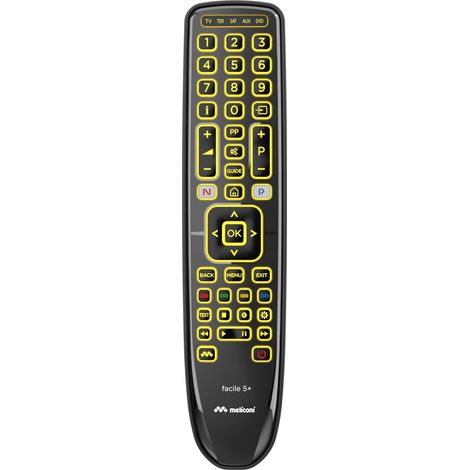 Meliconi Gumbody Facile 5+ mando a distancia DVD/Blu-ray, Sistema de audio de uso doméstico, Sistema de cine en casa, Cielo, Altavoz para barra de sonido, TV Botones