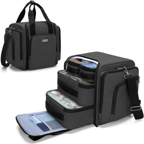 Erste-Hilfe-Tasche leer, Reise-Medikamententasche mit 4 Beuteln, Schwarz
