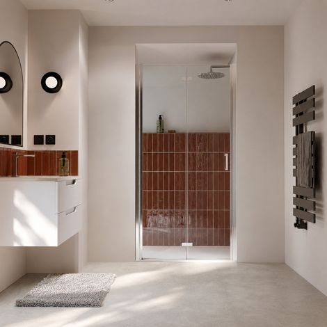 porte de douche pivotante pliante double sens avec charnières 90x195 cm - profilé chrome (1/5)