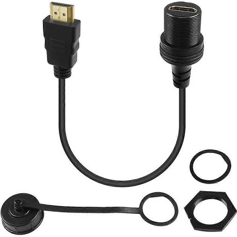 HDMI-Verlängerungskabel (Stecker auf Buchse), HDMI-Einbaukabel, kompatibel mit Armaturenbrettern in Autos, Booten und Motorrädern, 0,3 m (1/5)