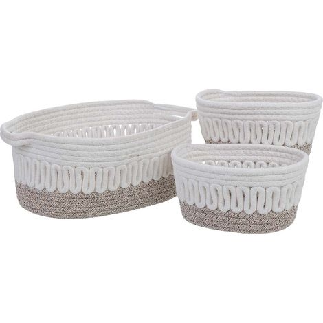 Set 3 cestos de algodón blancos 33x26x14, 20x15x11, 20x15x11h cm (1/5)