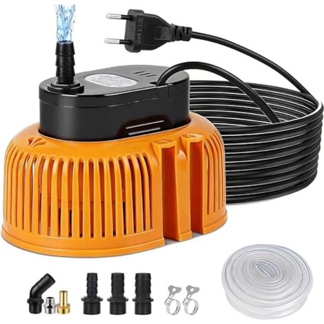 Pompe Submersible 75W, Pompe Vide Piscine 3200 L/H pompe de Couverture de Piscine avec Tuyau de 5 m et 6 Adaptateurs et Cable D'alimentation de 7,2 m Pour Piscines Caves Bassins (1/5)