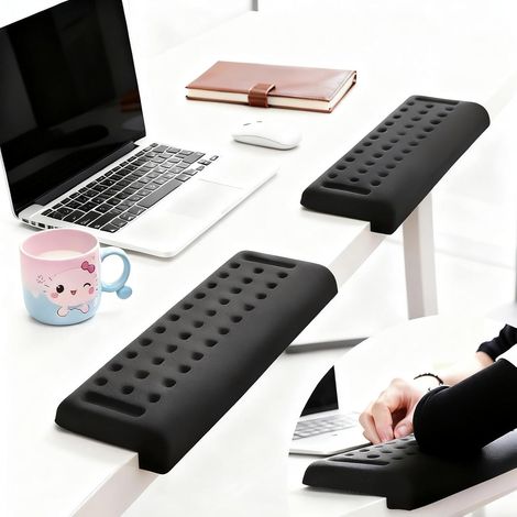 Repose-poignet pour bureau en forme de L – Lot de 2, repose-mains pour clavier, accessoires de bureau, protection coude, confort et antidérapant – 30 × 10 cm (1/5)