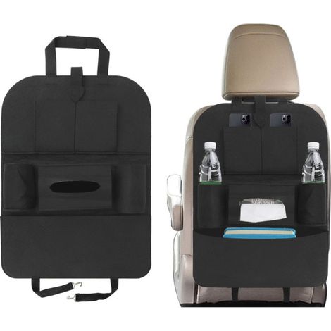 Multifunktionaler Organizer für die Rückseite des Vordersitzes im Auto, schwarz, mit 6 Taschen