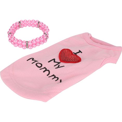 Vêtements mignons pour animaux de compagnie : T-shirt chiot en coton doux et respirant, gilet/sweat-shirt avec collier, rose, taille S. (1/5)