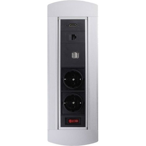 LEDmaxx 105950 Einbau-Steckdose mit HDMI, mit Schalter, mit USB, mit Cat6 Buchse IP20 Schwarz, Chr (1/3)