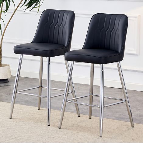 2er-Set Barhocker 100 cm mit Fußraste PU-Leder Metall OKMYHOME (1/5)