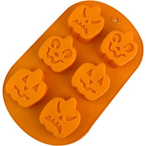 Moule en Silicone 3D en Forme Moules pour Halloween Réutilisable avec Effet Antiadhésif Pour Bonbons Pâtisserie Décoration De Gâteau Savon Halloween Thanksgiving Décoration (Citrouille 6 cavités)