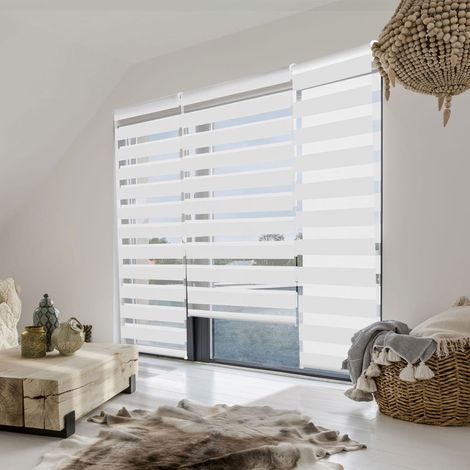 Estor enrollable noche cebra 60 x 230 cm blanco