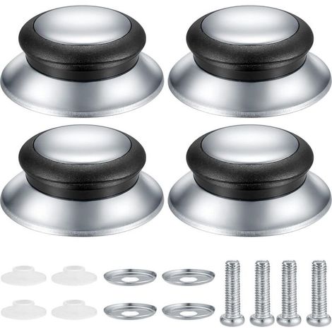 4 Pièces Boutons de Couvercle de Pot, Poignée Casserole Poêles Universelle de Cuisine en Acier Inoxydable Résistant (1/5)