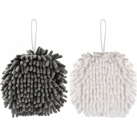 Essuie-Mains Chenille - Microfibre Douce Absorbante - Pour Cuisine Salle De Bain Toilette - 30 x 50 cm - Lot De 2 (1/5)