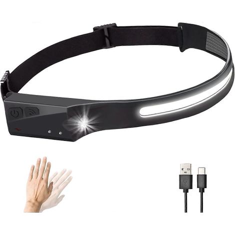 Lampe frontale LED rechargeable UQNAL COB, batterie 1200 mAh, lampe frontale XPE ultra-lumineuse (1/5)
