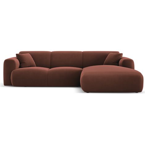 Canapé d'angle droit 4 places en velours cuir (1/5)
