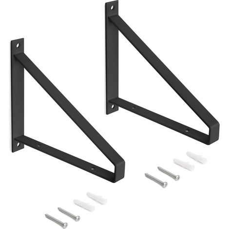 Emuca Soportes para Estantes triangulares acero negro 600 x 200 mm