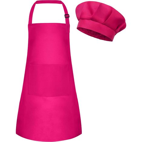 Tablier et toque de chef pour enfant - Tablier artistique réglable avec 2 poches - Toque et tablier pour la cuisine, la pâtisserie et la peinture (1/5)