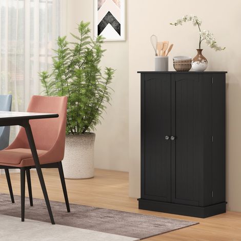 Armario Despensa Cocina con 2 Puertas y 16 Estantes Alacena Moderna con Estantes Ajustables 60x30x104cm Negro (1/5)
