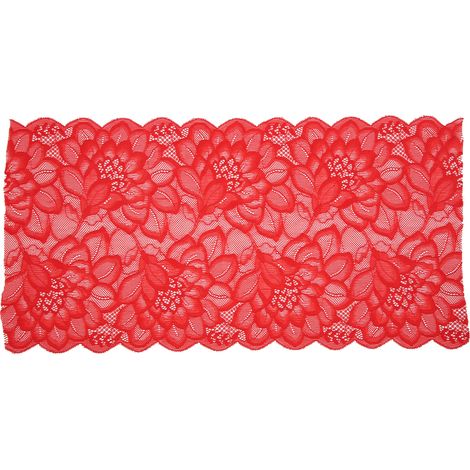 Bordure en dentelle de 23 cm de large, d'un rouge vif (1/5)
