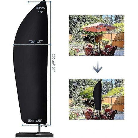 Housse de parasol autoportante imperméable et coupe-vent en tissu Oxford 210D avec fermeture éclair pour jardin extérieur 265 x 40/70/50 cm (1/4)
