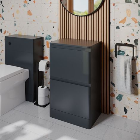 Bathroom Cloakroom Vanity Unit 500mm Freestanding Cabinet Drawer Anthracite Grey