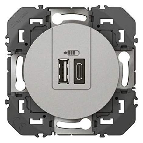 Legrand Dooxie cargador USB aluminio doble puerto 3A