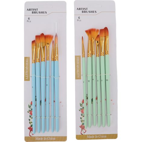 12 pinceaux acrylique bois, poils nylon, usage large, idéal pour aquarelle huile acrylique (1/5)