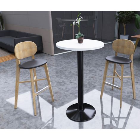 Tabouret de brasserie hêtre naturel et simili noir Diane