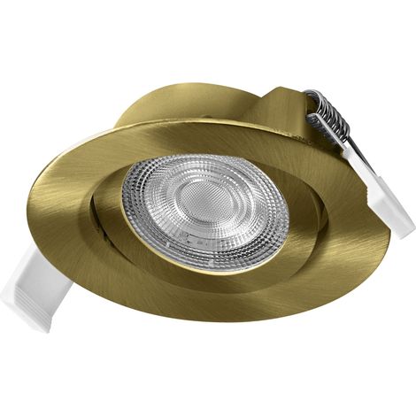 Spot Set Spot LED encastrable Simple DIM, 4,9 W 827 laiton, lot de 3 interrupteurs muraux dimmables, blanc chaud 2700 K (1/4)