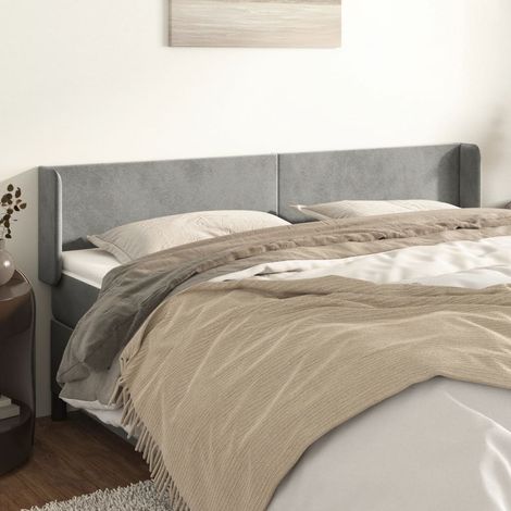 vidaXL Tête de lit avec oreilles Gris clair 163x16x78/88 cm Velours (1/5)