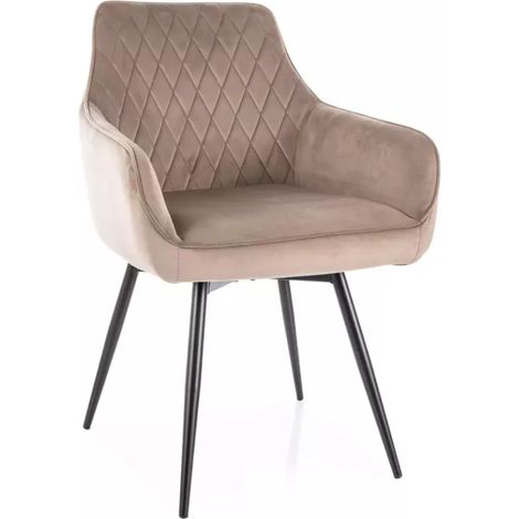 Chaise pivotante beige velours retour automatique et confort ressorts intégrés SALISZ (1/5)