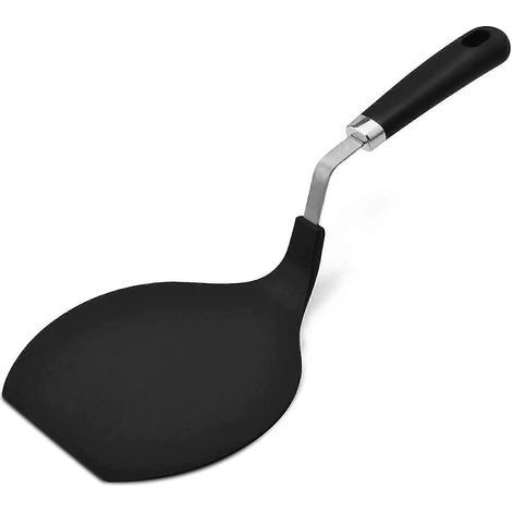 Spatule ronde flexible de qualité supérieure pour chefs, idéale pour les crêpes, les œufs et les omelettes. Résistante à la chaleur, noire. (1/5)