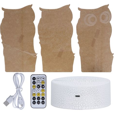 Lumière nocturne 3D multicolore, lampe LED tactile en forme de hibou mignon avec câble USB et télécommande, pour enfants jouets cadeaux (1/5)