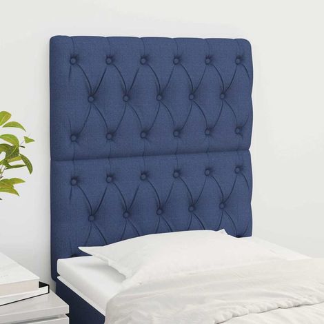 vidaXL Cabecero de cama de tela azul 80x7x118/128 cm (1/5)