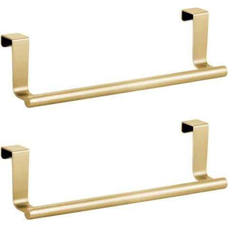 Set of 2 towel bars, 23 cm, in gold stainless steel, stainless steel hand towel rack, towel rack for cabinet door, for kitchen and bathroom (1/5)