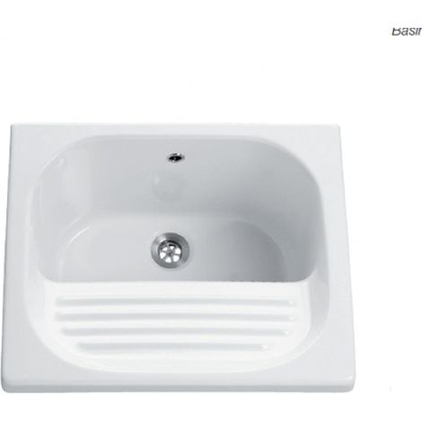 Lavatoio Braies cm. 60x60 con strizzatoio bianco lucido di